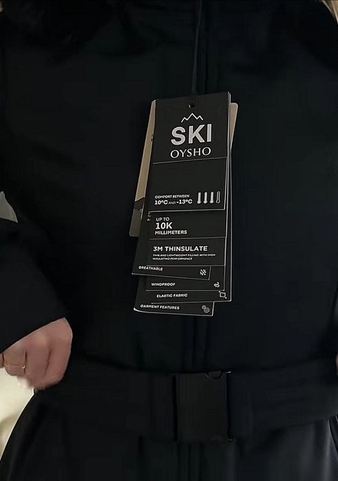 Geaca ski Oysho slim fit 3M thinsulate - negru, marimea M, cu etichete