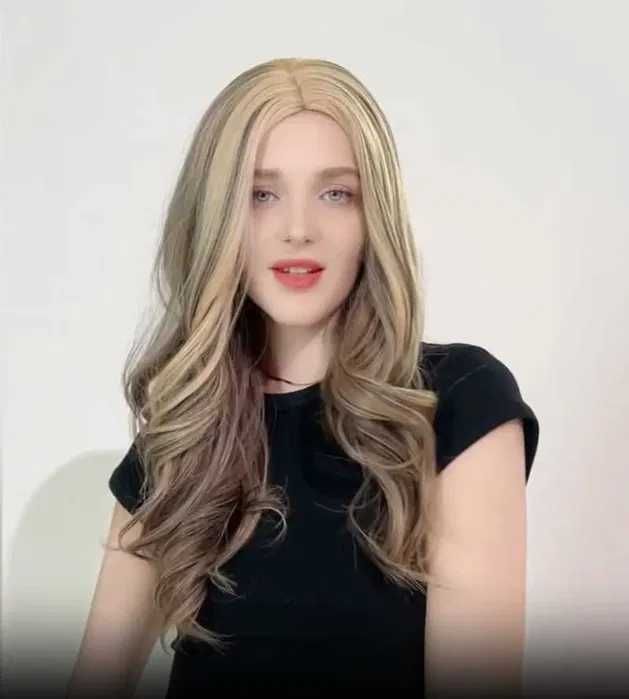 Омбре перука на кичури в съчетавание на русо и кафяво