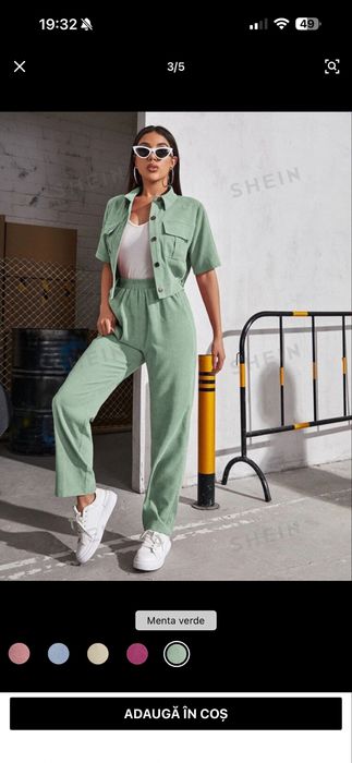 Bluza si pantaloni din velur cu buzunare