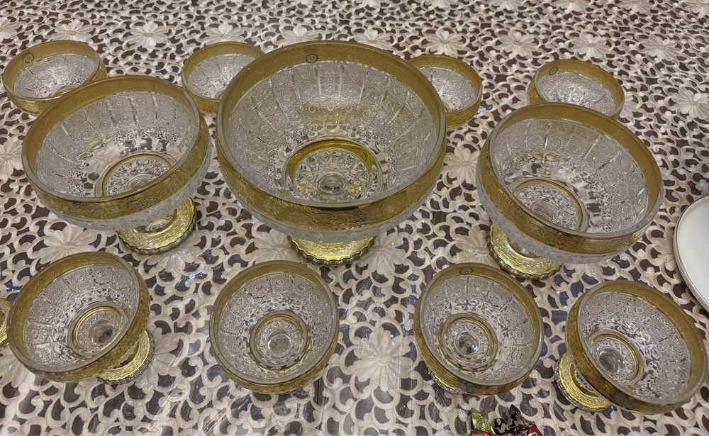 Набор богемской посуды для фруктов и сладостей.