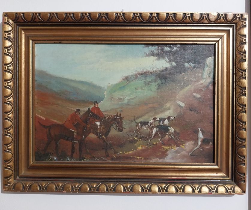 Pereche picturi vânătoare – semnate F. Medina – ulei pe placaj