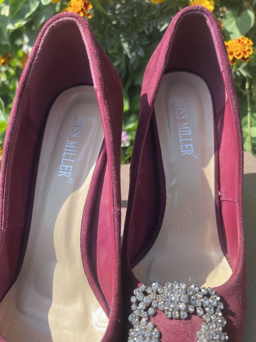 Туфли замша с камнями