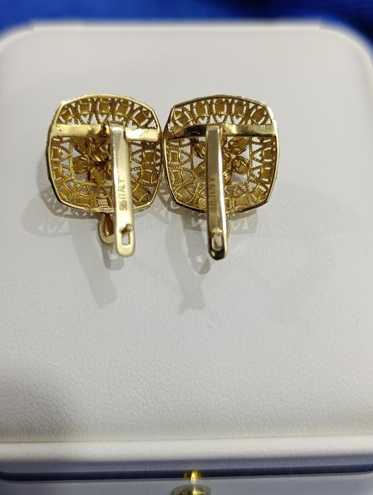 Золотые серьги дорика цвет жёлтый проба 585,вес 5,05