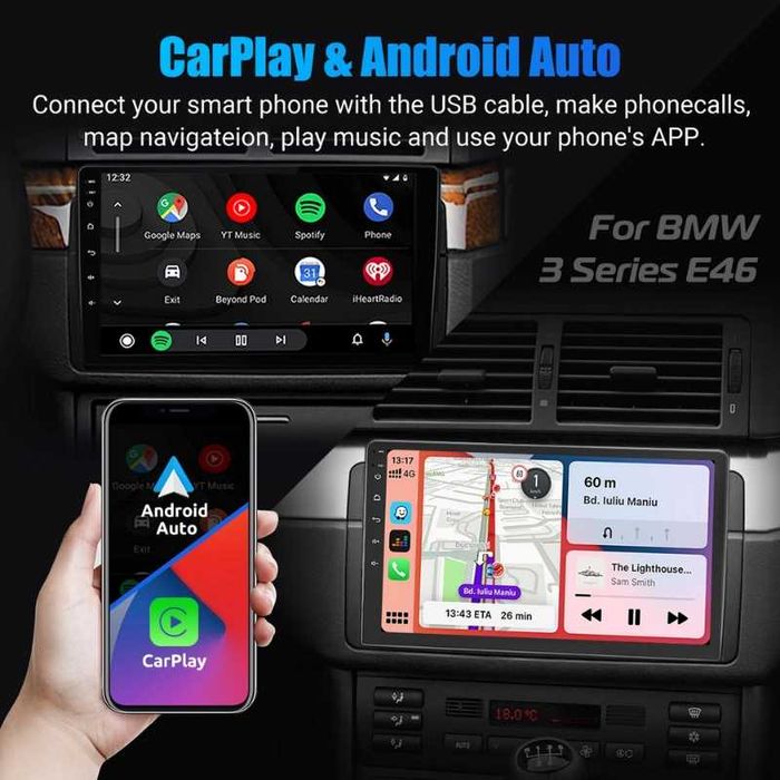 BMW серия 3 E46/M3 2-DIN мултимедия с Android’14 4GB/64GB