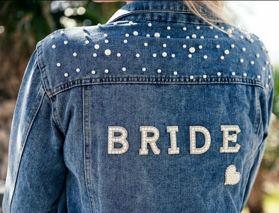 Перлени булчински Букви BRIDE сватба, моминско парти за дреха надпис