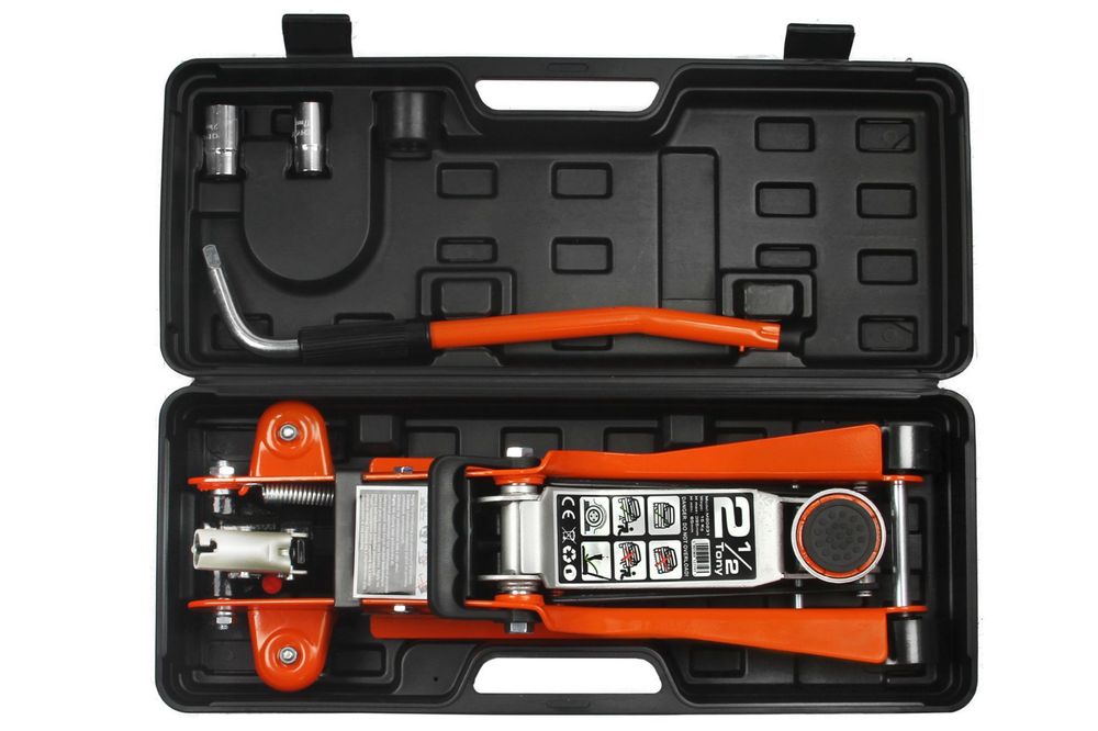 Хидравличен крик в куфар 2500кг. Нископрофилен с приставки BJC