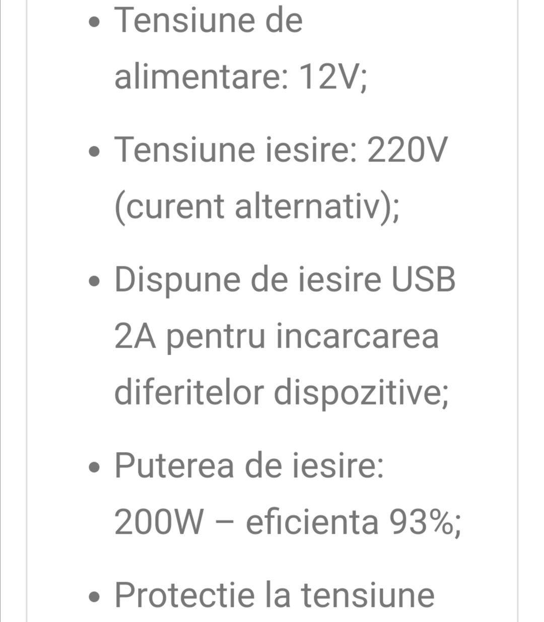 Invertor auto 200W Chaomin 12V - 220V cu iesire USB 2A 