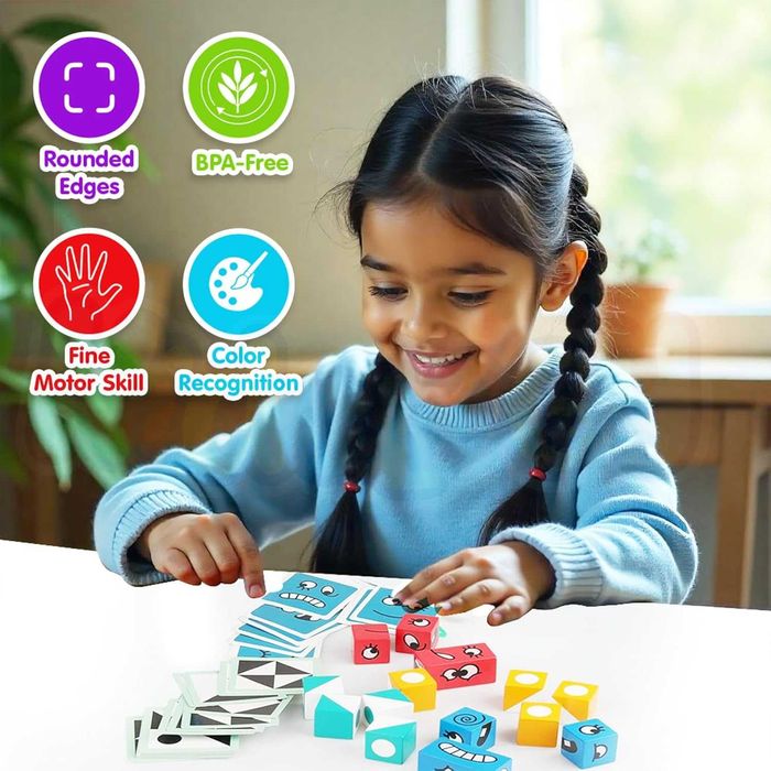 Нова! Логическа игра с кубчета и карти Geometric Fun Cube – (2в1), 3+