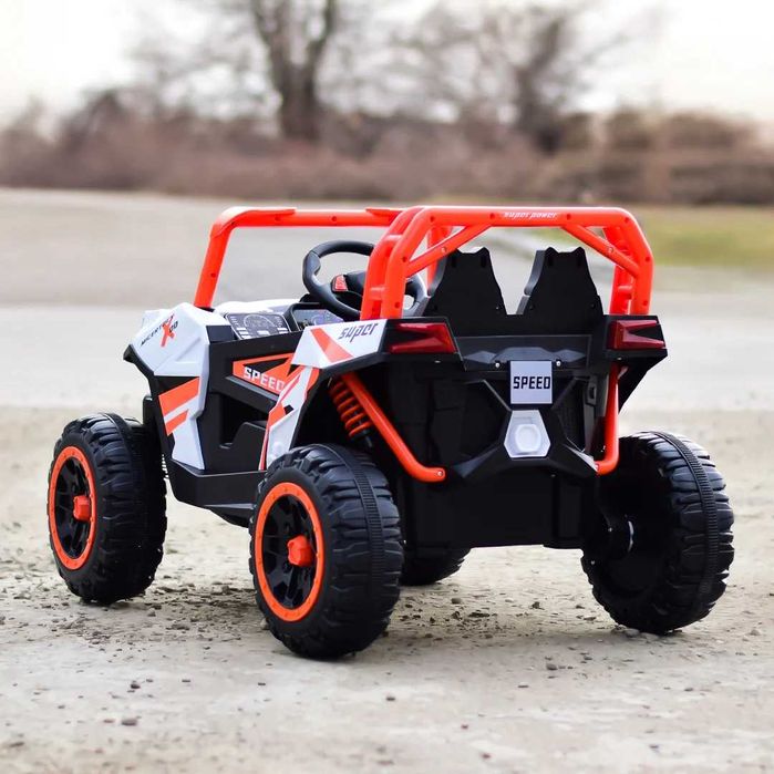 UTV electric Kinderauto RSR 4x 30w 12V cu roti moi, scaun tapitat RED