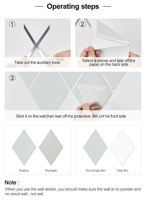 Set 58 Oglinzi Acrilice Diamant Romb Sticker Auto-adeziv 100 x 100 cm