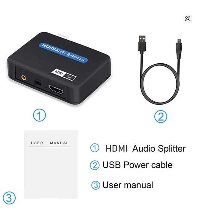 Extractor HDMI аудио адаптер, HDMI към HDMI+ аналогов жак звук и SPDIF