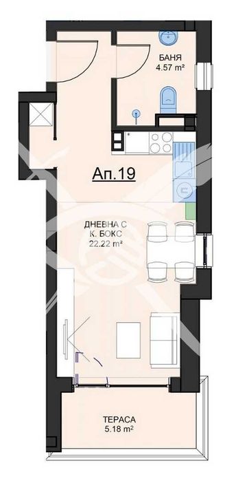 Едностаен апартамент в кв. Малинова долина № 1174/34272
