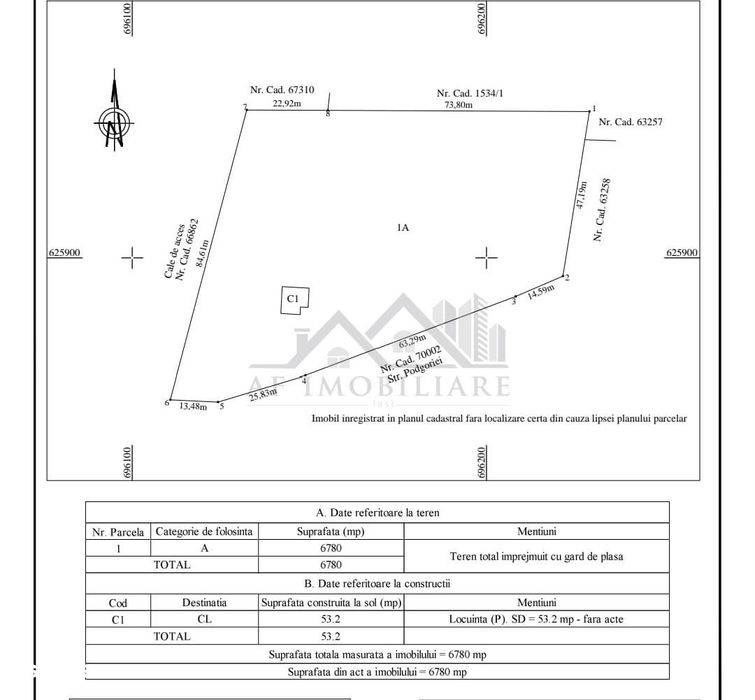 Hlincea str Podgoriei TEREN 6780mp intravilan dezvoltare imobiliara