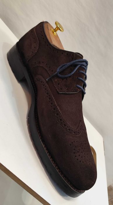 Pantofi derby brogue 43 43.5 premium Wellensteyn piele naturala maro