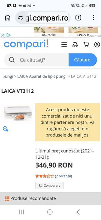 Aparat de Vidat LAICA3112 NOU.