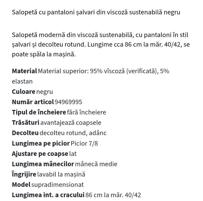 Salopeta cu pantaloni salvari M