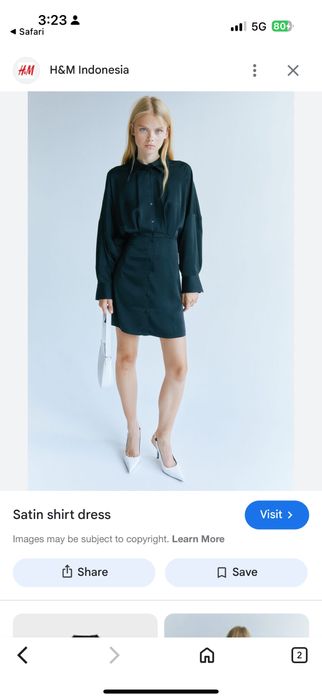 Празнична сатенена рокля тип риза H&M