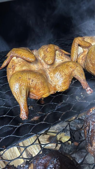 Курица томленная на дровах по технологии BBQ