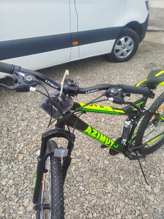 Bicicletă Full Suspension AZIMUT – Cadru Oțel, Suspensie Față-Spate, Frâne pe Disc, Stare Nouă