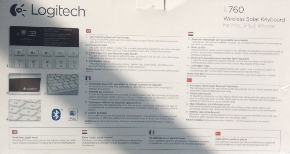 Безжична Соларна Клавиатура Logitech K760 за Mac, iPad и iPhone.