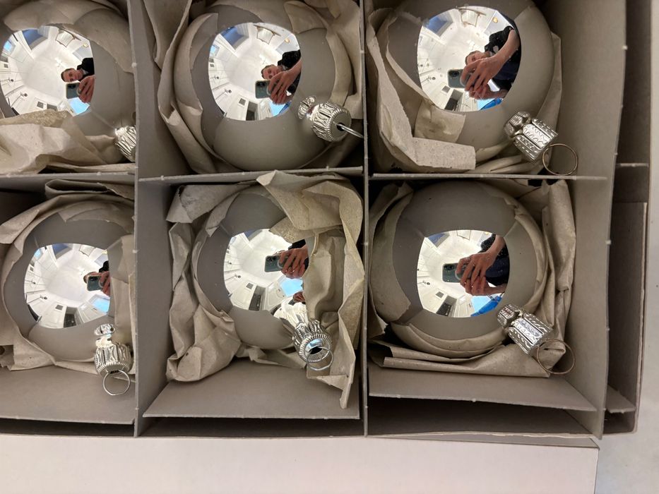 Set globuri vechi pentru brad – sticlă handmade, Germania anii 1960