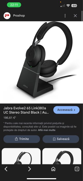 Casti Jabra Evolve 2 65 UC Usb