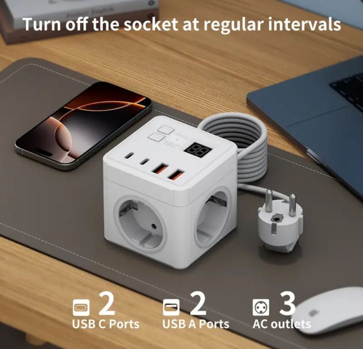 Разклонител тип "КУБ", с кабел 1,5м.