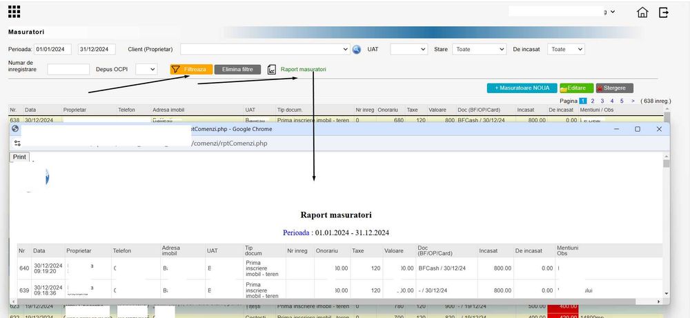 Aplicatie pentru evidenta lucrari de cadastru si documente