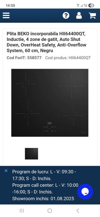 Plita inductie Beko Noua