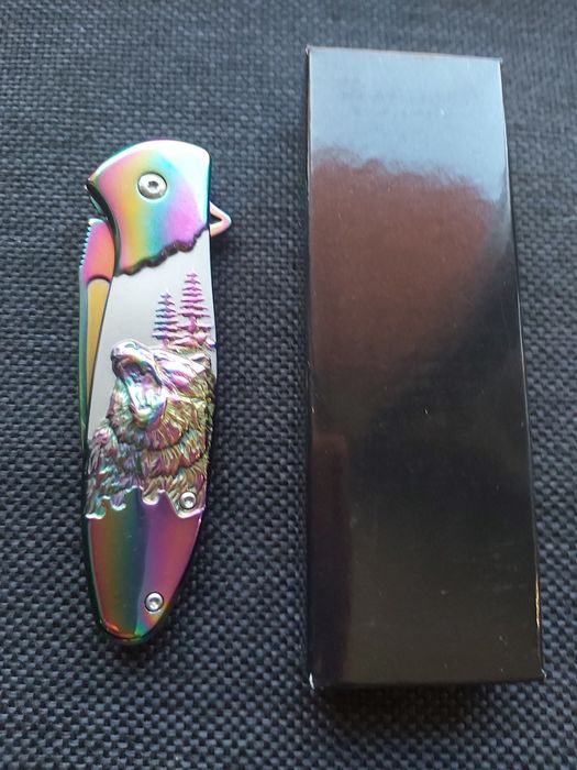 Джобен сгъваем нож с гравирана дръжка мечка,2958