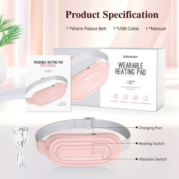 Нов колан Отоплителен пояс за корем облекчаване на менструални болки