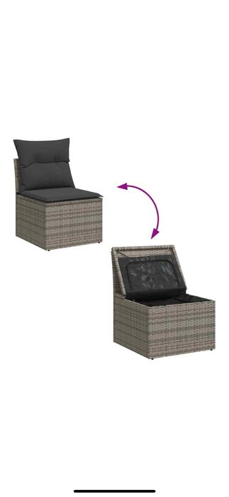 Set canapele de gradina VidaXL, 9 piese, cu perne gri, poliratan