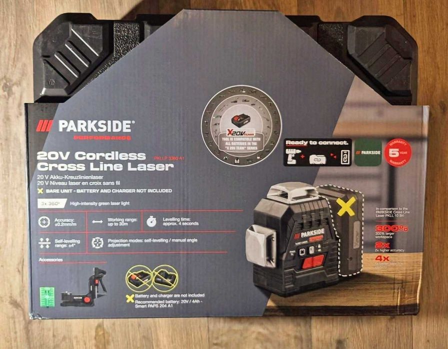 3x360 Parkside Performance Лазерен Нивелир Парксайд Пърформанс Лъч