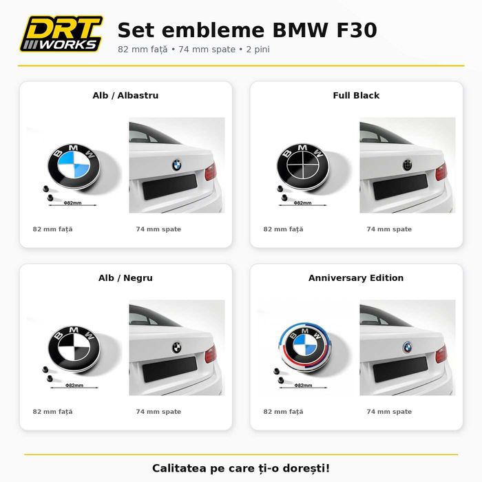 Accesorii BMW Seria 3 F30 Sedan | Eleroane Lip Praguri Grila Pleoape Embleme Capace Tuning DRT WORKS