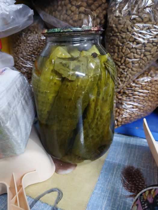 Огурцы соленые 2л.банка -2000тн,в наличии 100банок соленья.