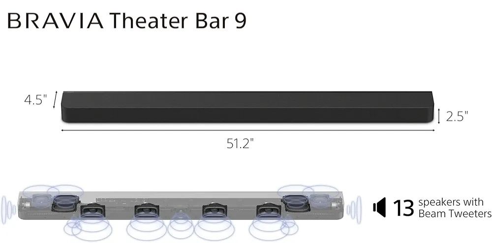 Sony - BRAVIA Theater Bar9 with 13speakers, Dolby Atmos/DTS: X - Black