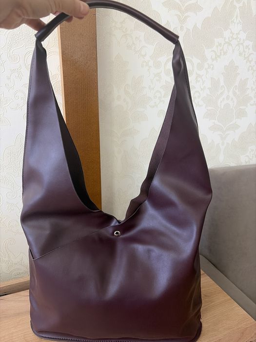 Сумка шоппер темно бордовая