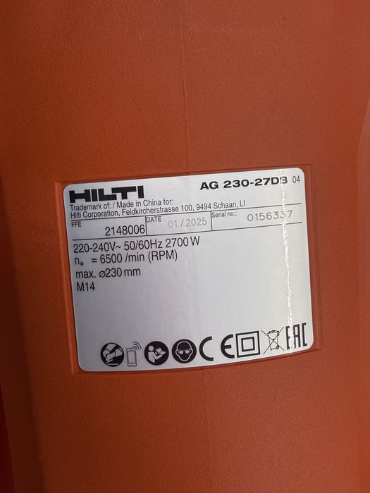 Polizor unghiular Hilti AG 230-27DB 2700W, Nou