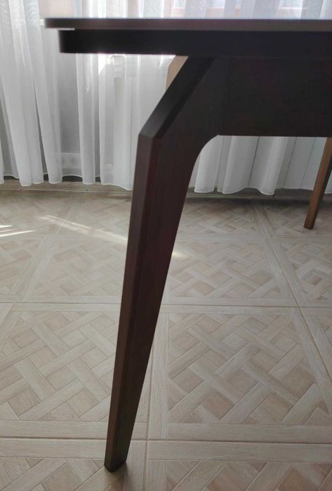 Трапезна маса за хранене 120 х 80 цвят орех/лен