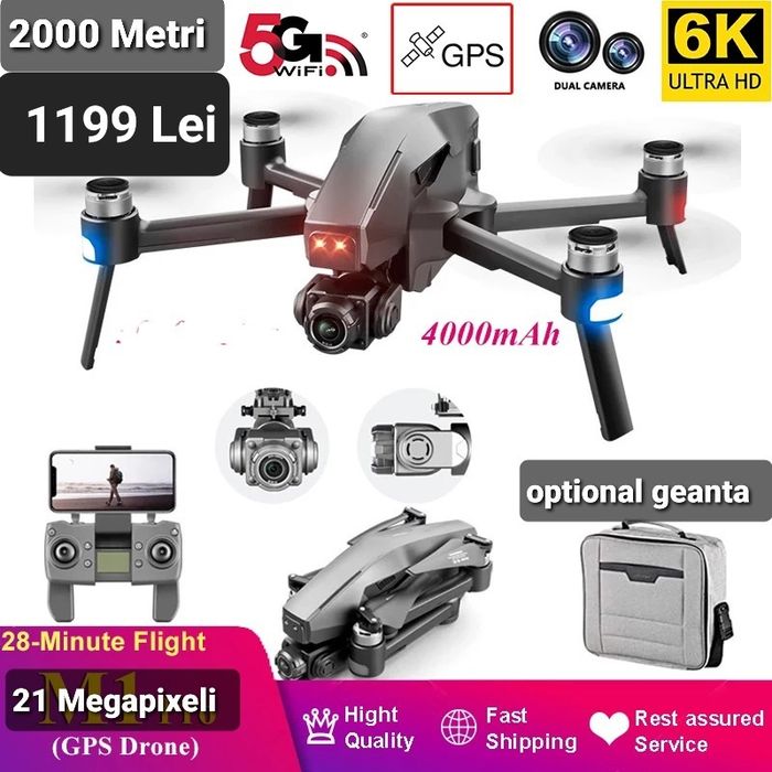 Va prezentam 7 modele de Drone 4K,Gps, 4000 metri ,30 min,,Gimbal, noi