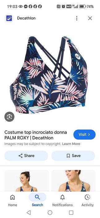НОВ дамски бански ROXY размер XS + подарък долнище RESEVED, размер S