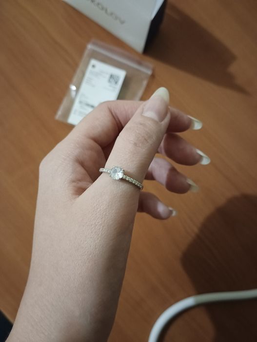 Кольцо серебро, фианит