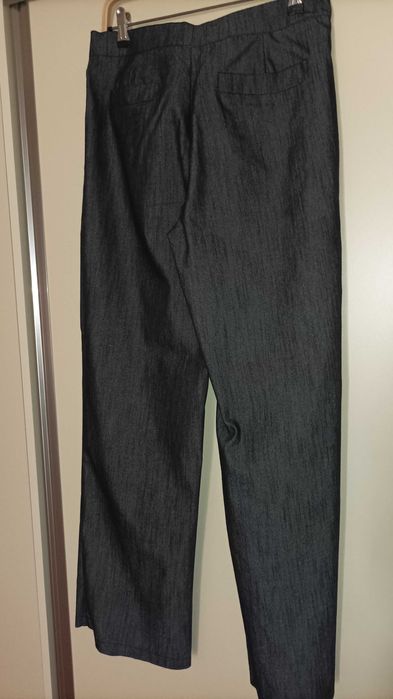 Set sacou + pantaloni, de vara, culoare gri cu fir auriu, mar.38-40