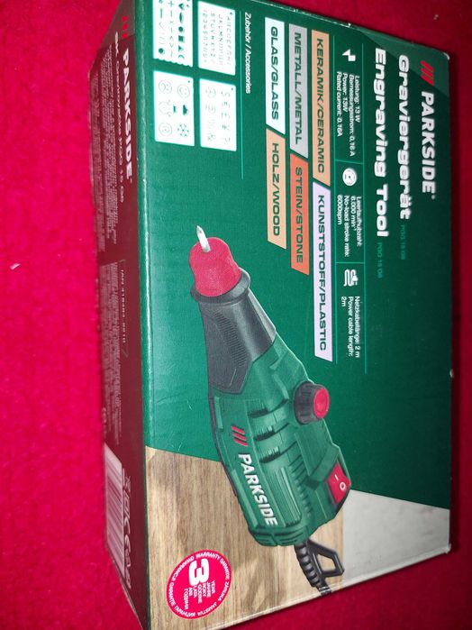 Aparat pentru gravat pe sticla, fier, lemn piatra model Parkside PGG 15 A, nou nefolosit;