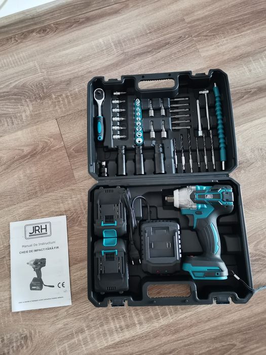 Set Trusa cheie impact + 2 Baterii Acumulator + Accesorii
