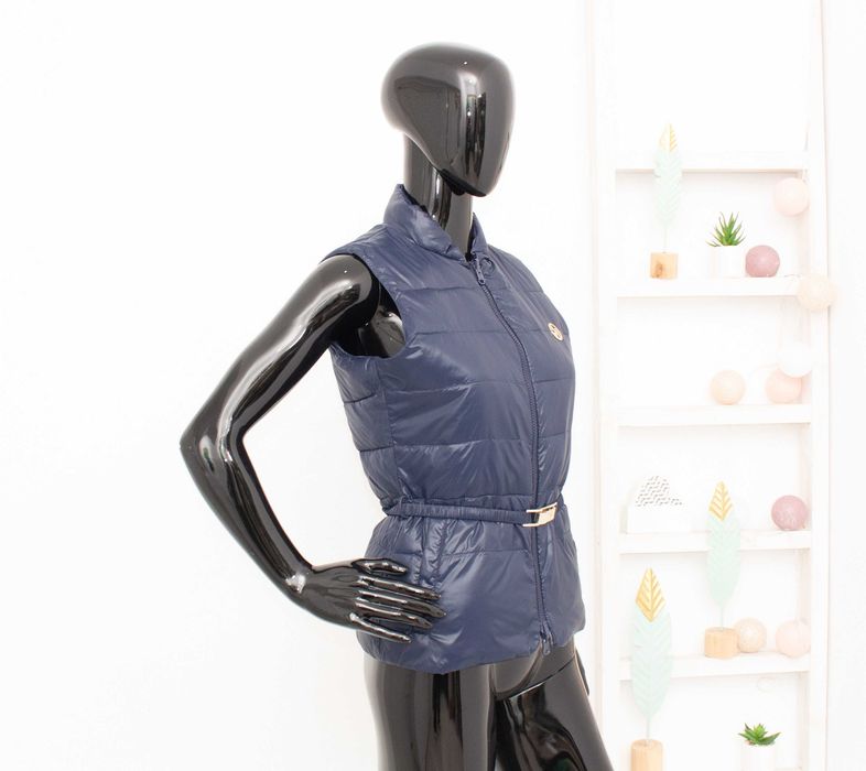 Armani Jeans оригинален дамски елек с 2 лица грейка синя каре XS-S