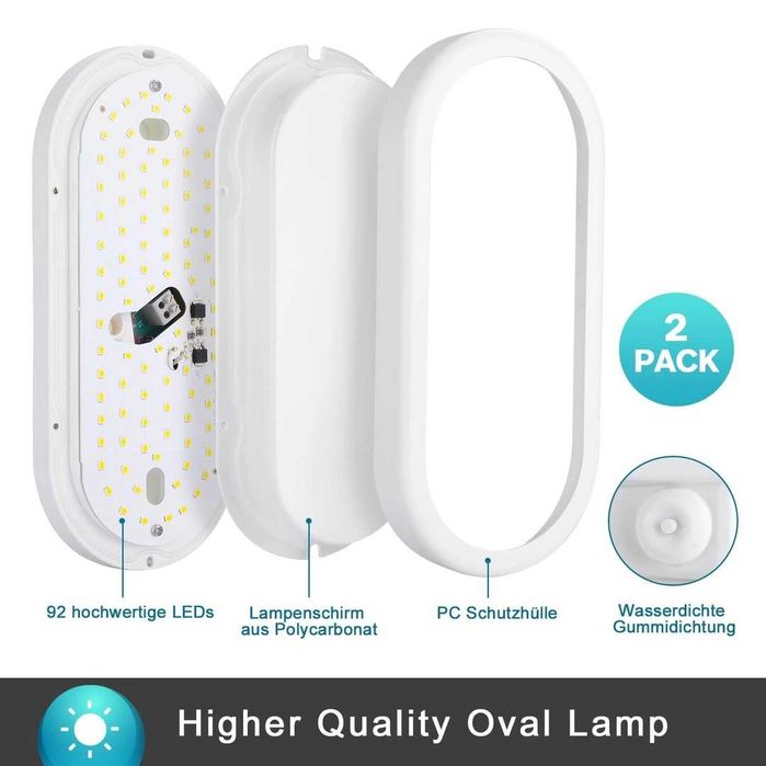 Lampă de tavan LED Letlit, lampă de perete cu lumină ovală de 18W
