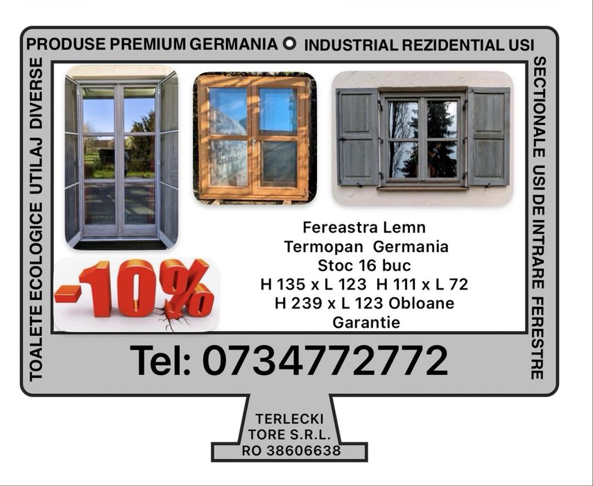 FEREASTRA LEMN TERMOPAN OBLOANE Germania  16 Buc. H 135 x L 123, H 111 x L 72, H 239 x L 123 Garantie