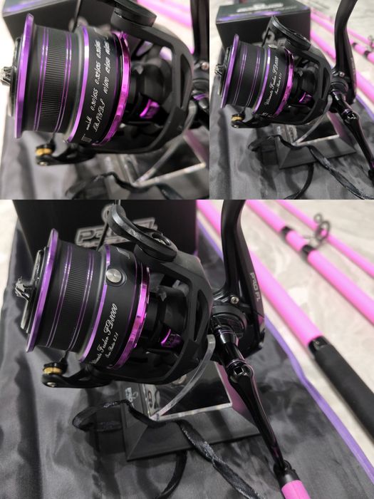 2 Feedere FL BLACK FORCE PINK 3.90m 60-180g + 2 Mulinete PRO FL 8000