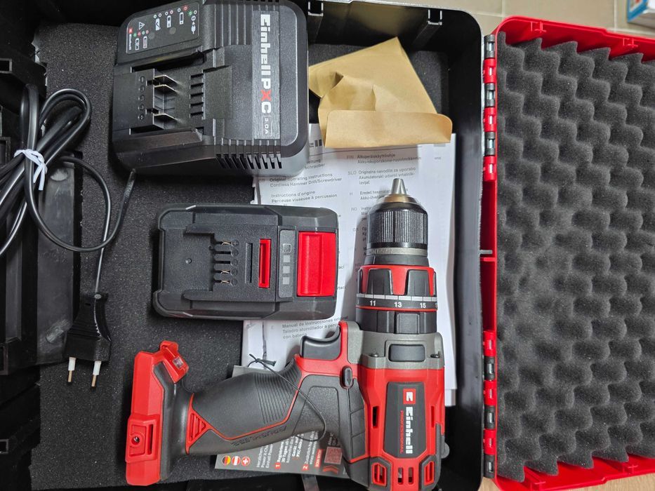 Einhell TE-CD 18/50 Li BL PXC - Bormasina de gaurit si insurubat cu acumulator, incarcator si valiza plastic